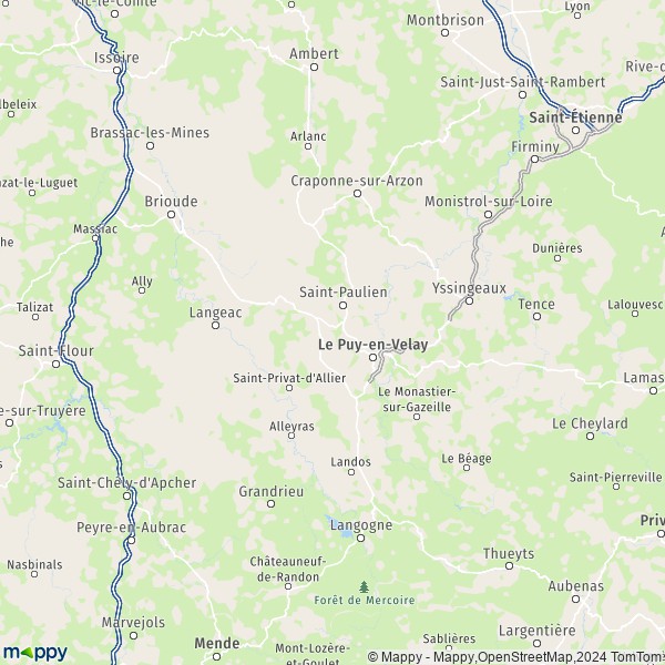 La carte du département Haute-Loire