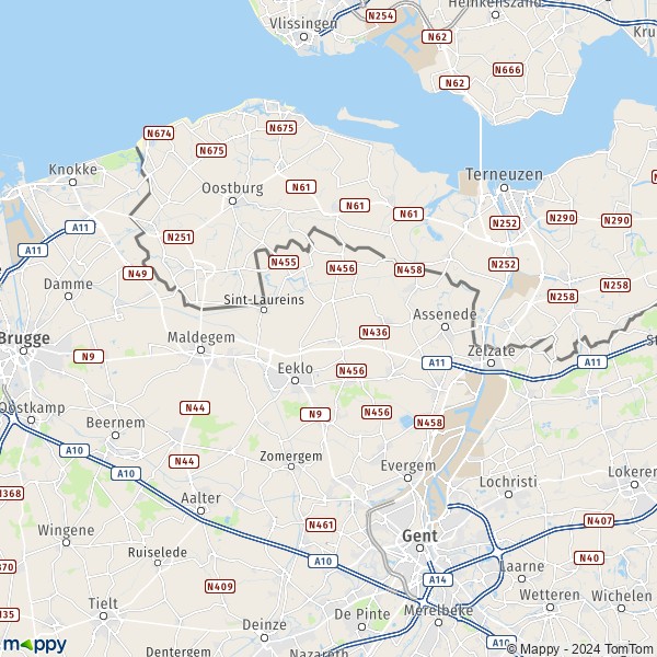 La carte du département Eeklo