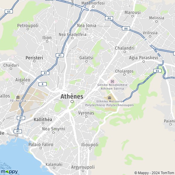 La carte du département Athènes