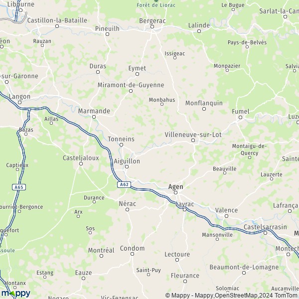 La carte du département Lot-et-Garonne