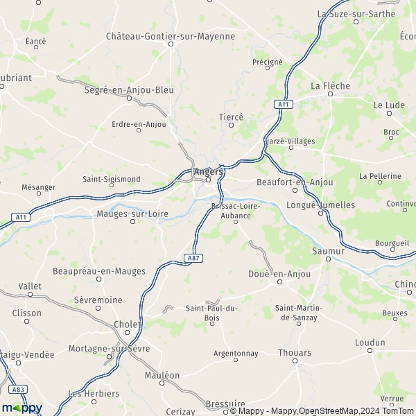La carte du département Maine-et-Loire
