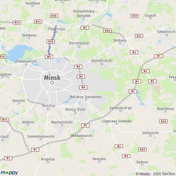 La carte du département Minsk