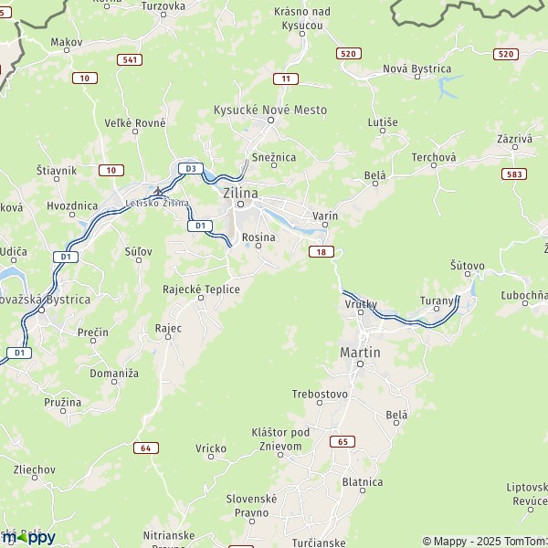 La carte du département Žilina