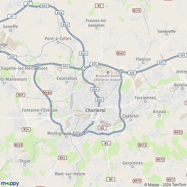 La carte du département Charleroi