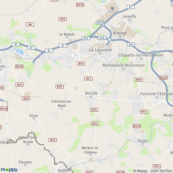 La carte du département La Louvière