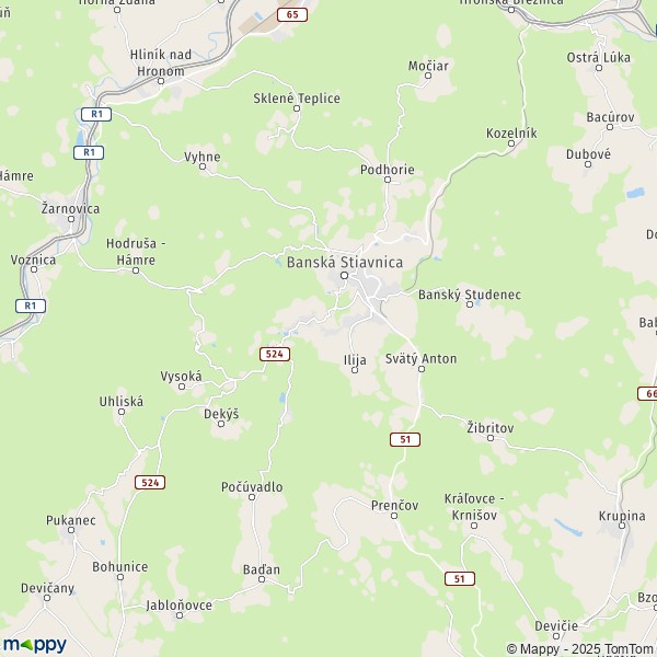 La carte du département Banská Štiavnica