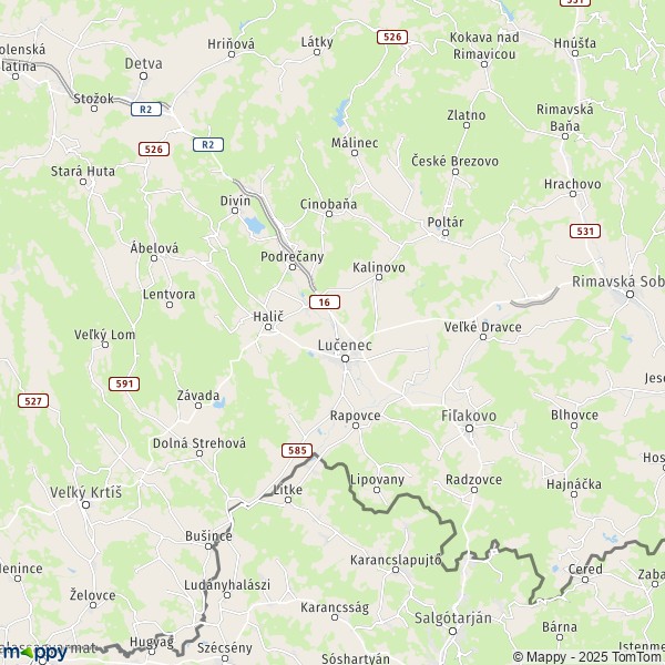 La carte du département Lučenec