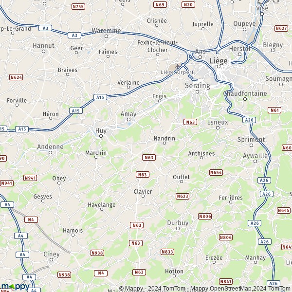 La carte du département Huy