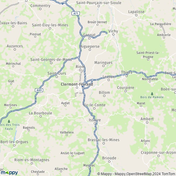 La carte du département Puy-de-Dôme