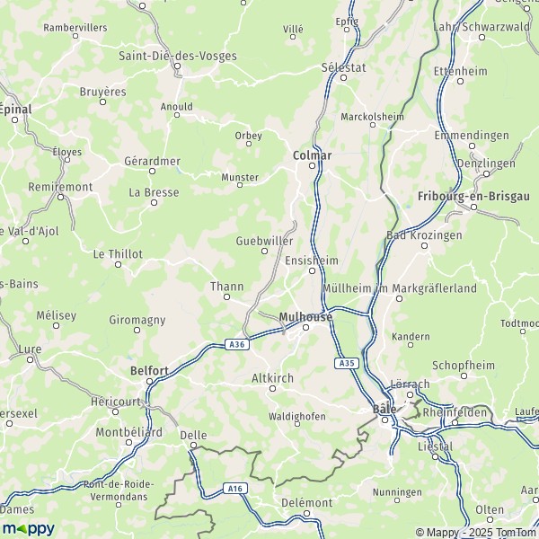 La carte du département Haut-Rhin