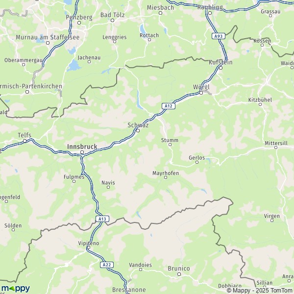 La carte du département Schwaz