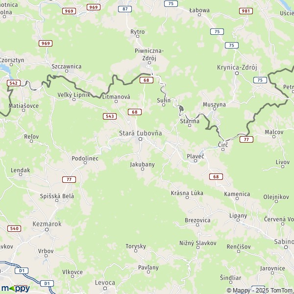 La carte du département Stará Ľubovňa