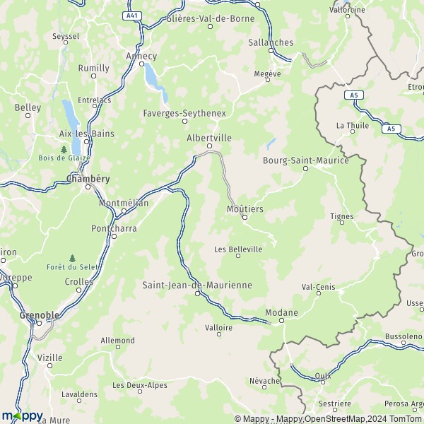 La carte du département Savoie