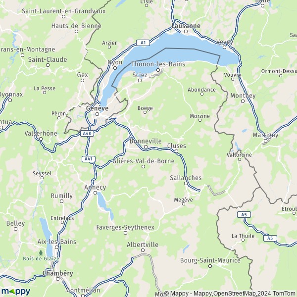 La carte du département Haute-Savoie