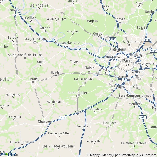 La carte du département Yvelines