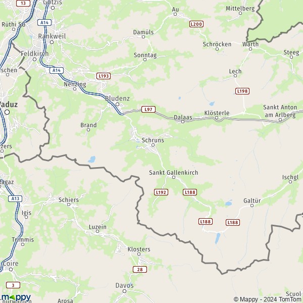 La carte du département Bludenz