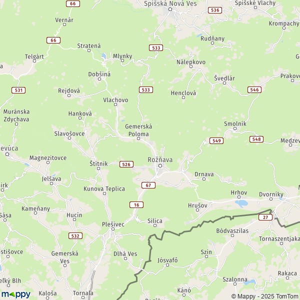 La carte du département Rožňava