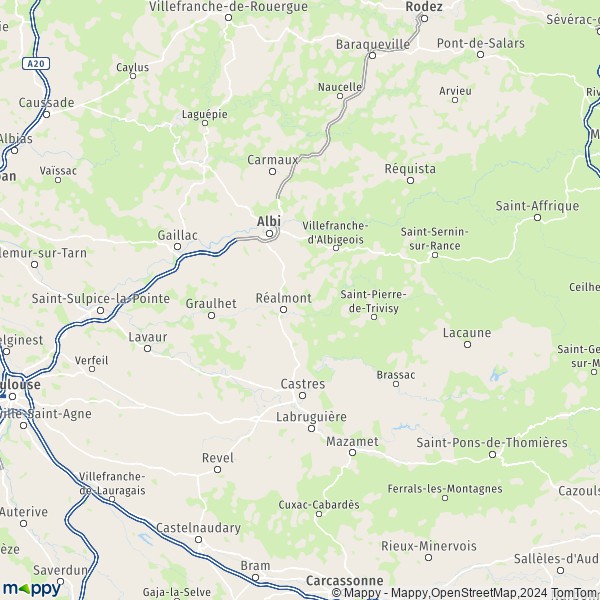 La carte du département Tarn