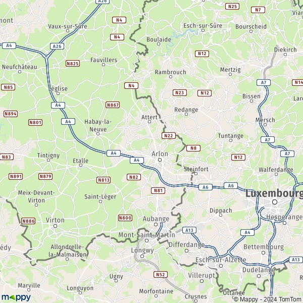 La carte du département Arlon