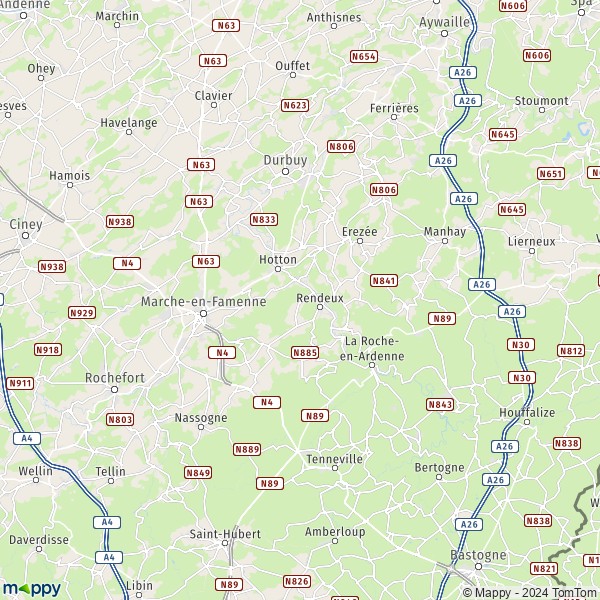 La carte du département Marche-en-Famenne