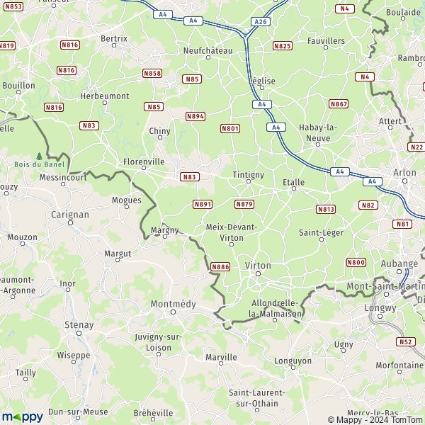 La carte du département Virton