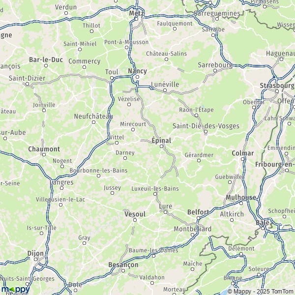 La carte du département Vosges