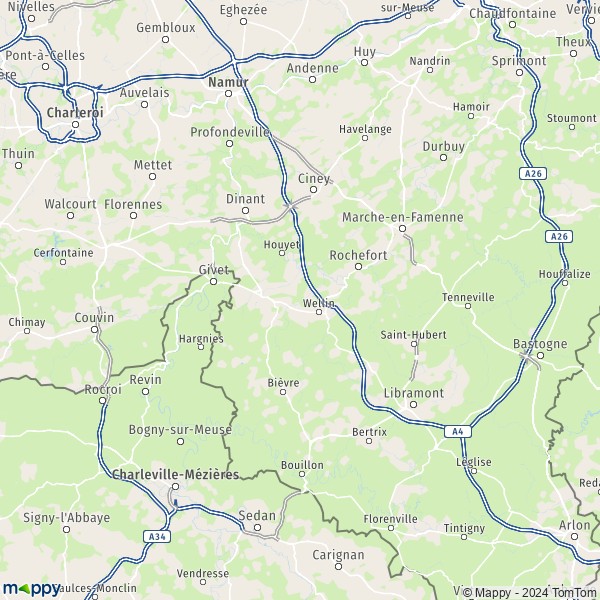 La carte du département Dinant