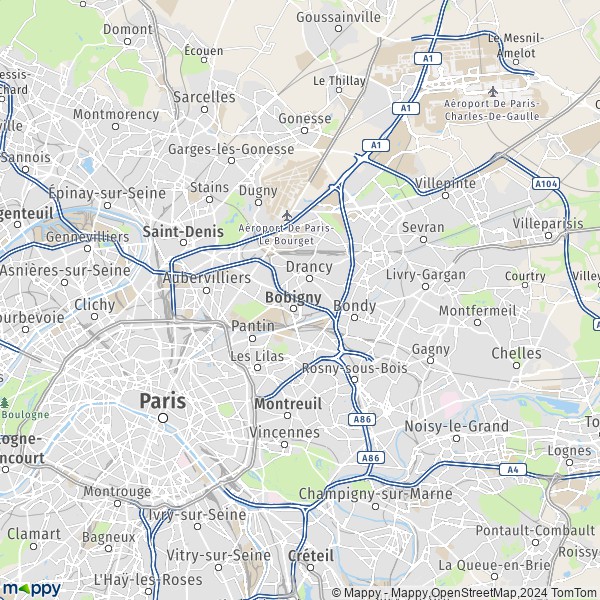 La carte du département Seine-Saint-Denis