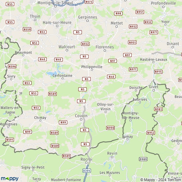 La carte du département Philippeville