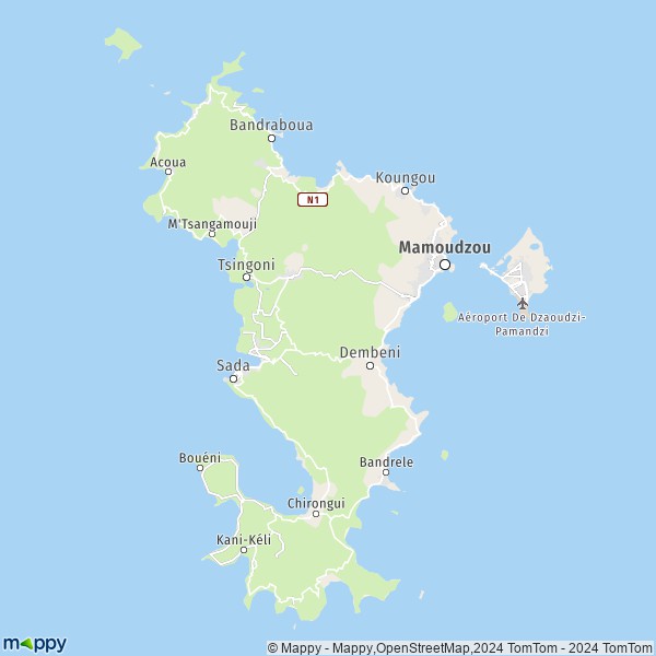 La carte du département Mayotte