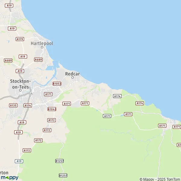 La carte du département Redcar and Cleveland