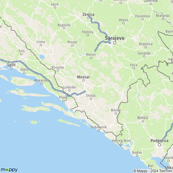 La carte du département Hercegovačko-neretvanski