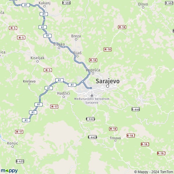 La carte du département Sarajevo