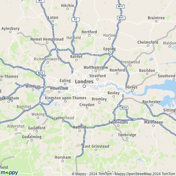 La carte du département Londres