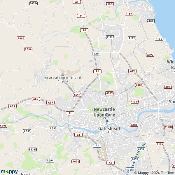 La carte du département Newcastle upon Tyne