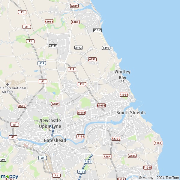 La carte du département North Tyneside