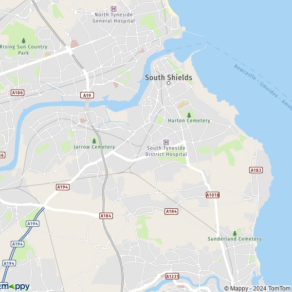 La carte du département South Tyneside