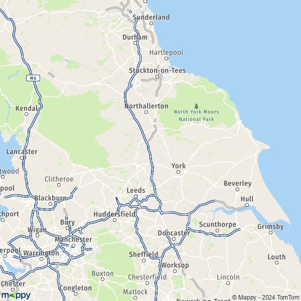 La carte du département North Yorkshire