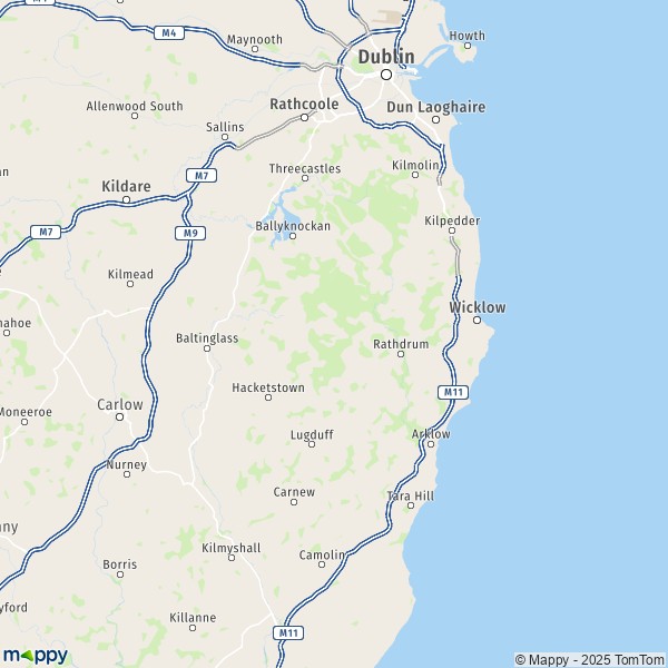 La carte du département Wicklow