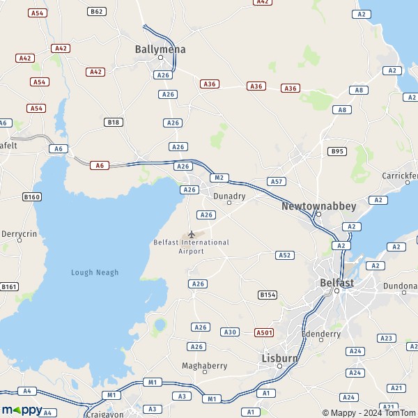 La carte du département Antrim and Newtownabbey