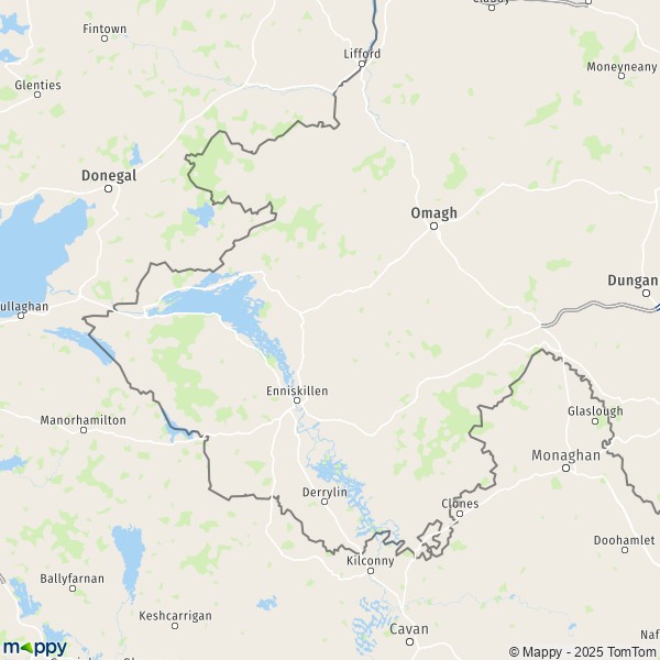 La carte du département Fermanagh and Omagh