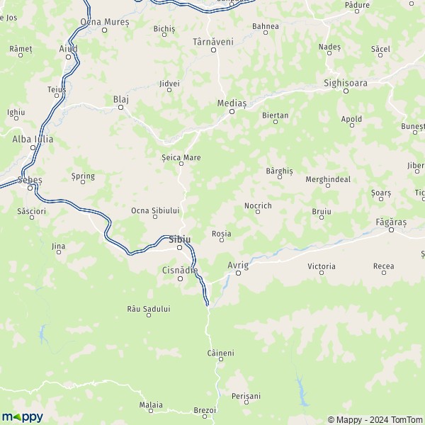 La carte du département Sibiu