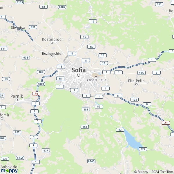 La carte du département Sofia