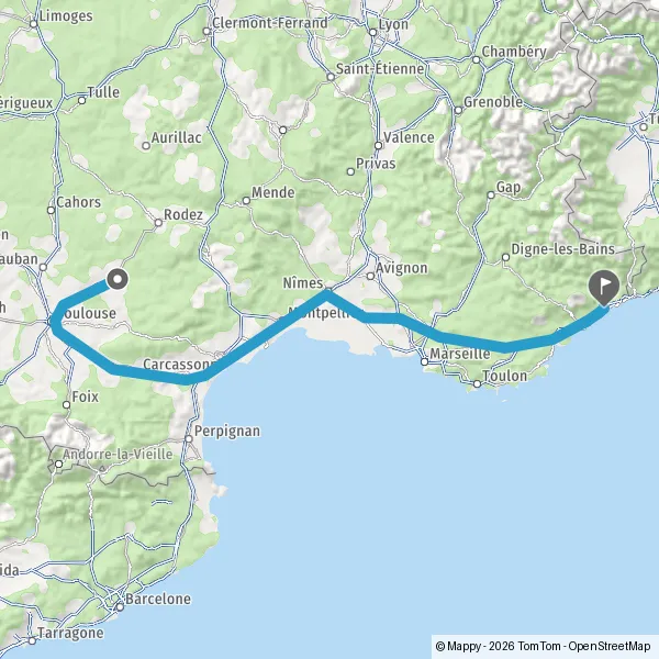 Itinéraire en voiture de Albi 81000 à Nice 06000-06300