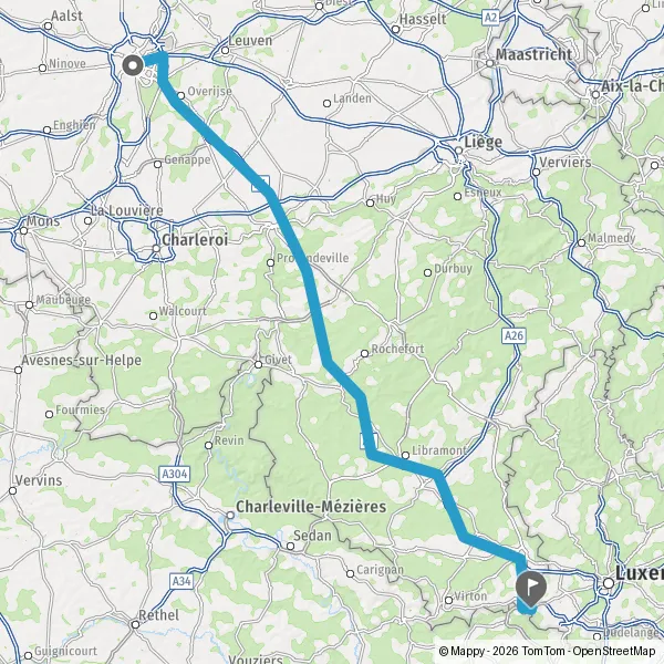 Itinéraire en voiture de 1000-1130 Bruxelles Région de Bruxelles ...