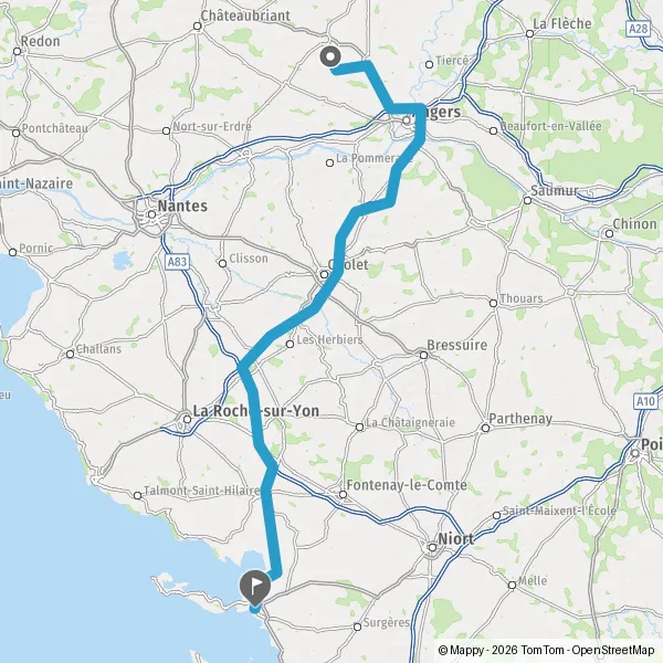 Itinéraire en voiture de Marans, 49500 Segré-en-Anjou-Bleu à La ...