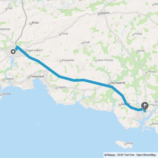 Quimper Lanester – Comparer les trajets, la distance et les prix – Mappy