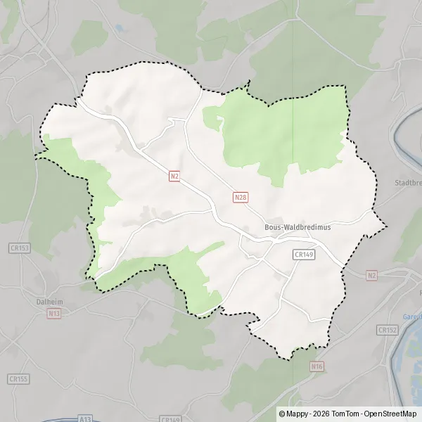 La carte pour la ville de Bous-Waldbredimus L-4752-L-7241
