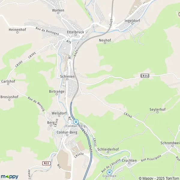 Plan Schieren carte de Schieren (L) et infos pratiques