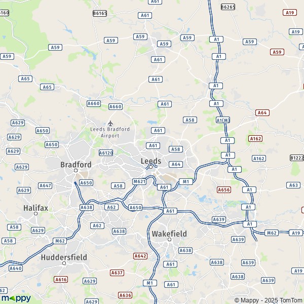 La carte pour la ville de Leeds LS1 1-WF3 3